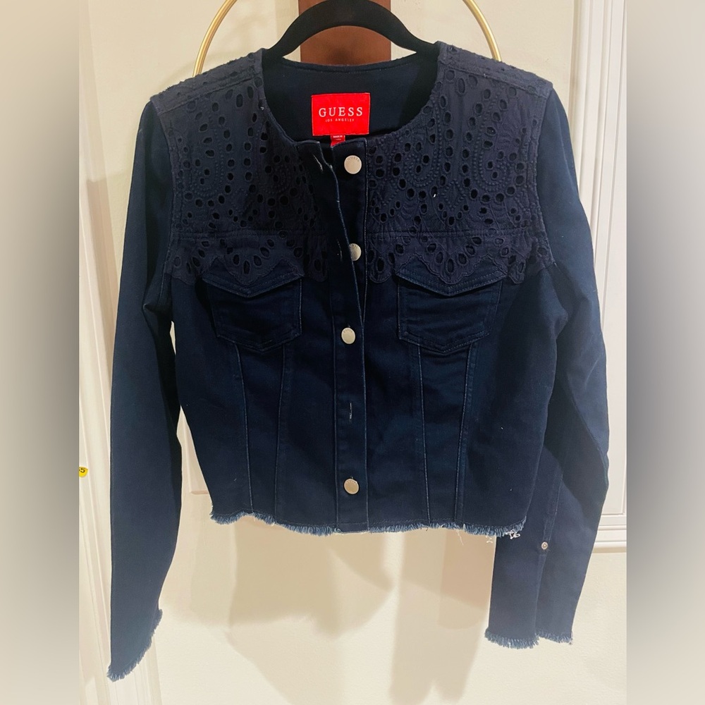 Guess Navy Blue Eyelet Denim Jacket